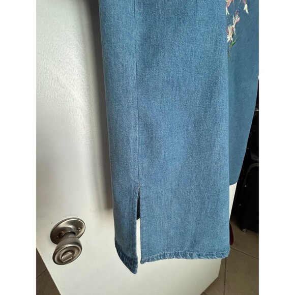 Passion-I Denim Short Sleeve Shirt with Floral & Hummingbird Design Size M - Picture 7 of 7